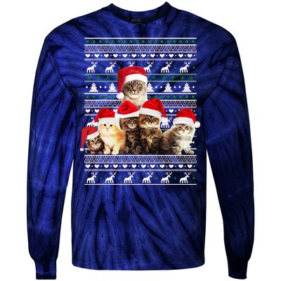 Family Of Kittens Ugly Christmas Sweater Tie-Dye Long Sleeve Shirt