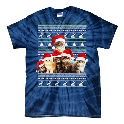 Family Of Kittens Ugly Christmas Sweater Tie-Dye T-Shirt