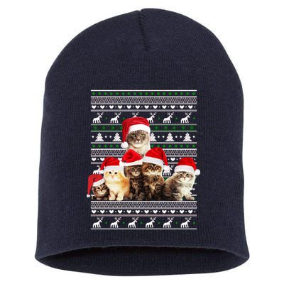 Family Of Kittens Ugly Christmas Sweater Short Acrylic Beanie