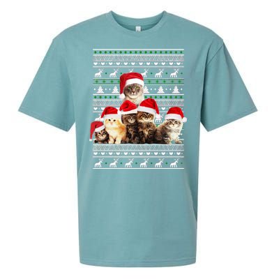 Family Of Kittens Ugly Christmas Sweater Sueded Cloud Jersey T-Shirt