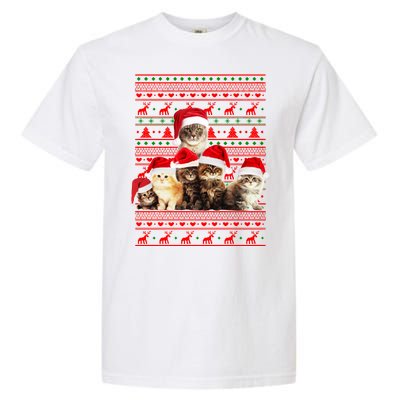 Family Of Kittens Ugly Christmas Sweater Garment-Dyed Heavyweight T-Shirt