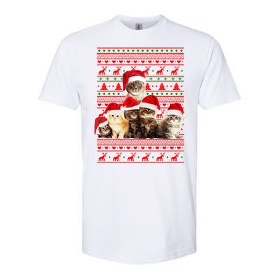 Family Of Kittens Ugly Christmas Sweater Softstyle® CVC T-Shirt