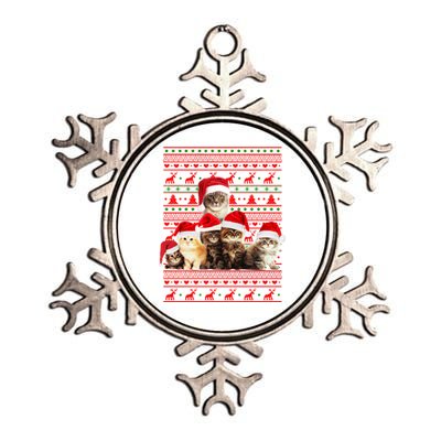 Family Of Kittens Ugly Christmas Sweater Metallic Star Ornament