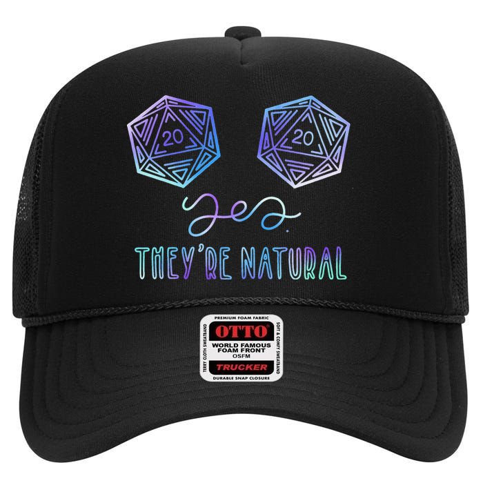 Fantasy Art Nerdy Gaming Yes They're Natural High Crown Mesh Back Trucker Hat