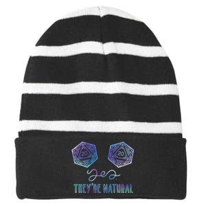 Fantasy Art Nerdy Gaming Yes They're Natural Striped Beanie with Solid Band