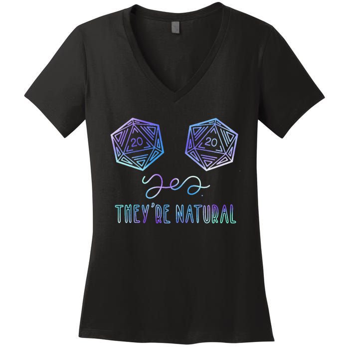 Fantasy Art Nerdy Gaming Yes They're Natural Women's V-Neck T-Shirt