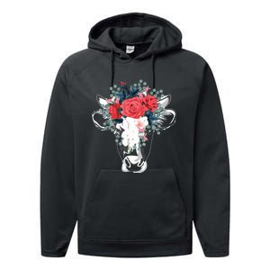 Farm Animal Nature Flower Gift Cow 4981 Performance Fleece Hoodie