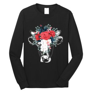 Farm Animal Nature Flower Gift Cow 4981 Long Sleeve Shirt