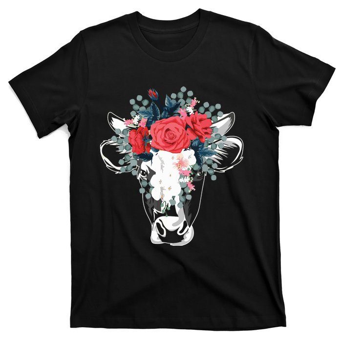 Farm Animal Nature Flower Gift Cow 4981 T-Shirt