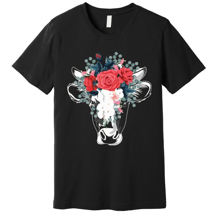 Farm Animal Nature Flower Gift Cow 4981 Premium T-Shirt