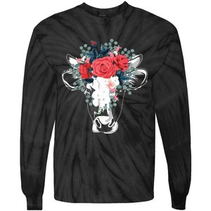 Farm Animal Nature Flower Gift Cow 4981 Tie-Dye Long Sleeve Shirt