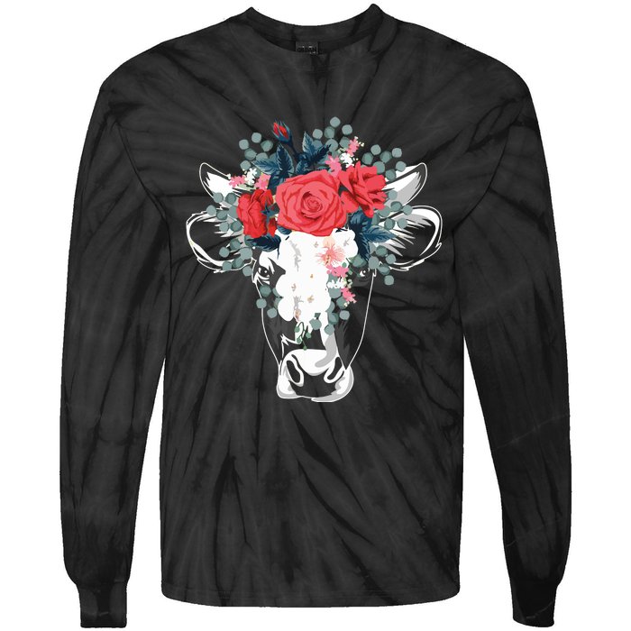 Farm Animal Nature Flower Gift Cow 4981 Tie-Dye Long Sleeve Shirt