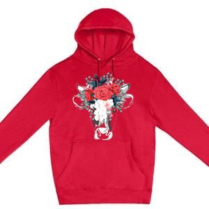 Farm Animal Nature Flower Gift Cow 4981 Premium Pullover Hoodie