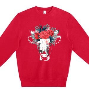 Farm Animal Nature Flower Gift Cow 4981 Premium Crewneck Sweatshirt