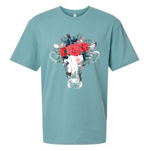 Farm Animal Nature Flower Gift Cow 4981 Sueded Cloud Jersey T-Shirt