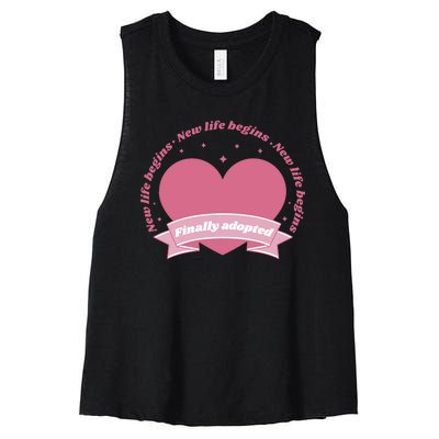 Finally Adopted New Life Begins Women's Racerback Cropped Tank