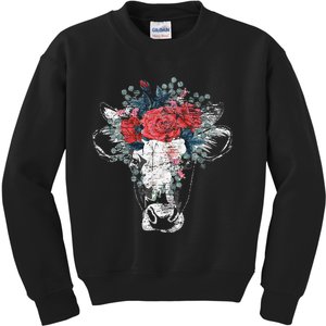 Farm Animal Nature Flower Gift Cow Kids Sweatshirt