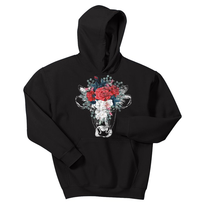 Farm Animal Nature Flower Gift Cow Kids Hoodie