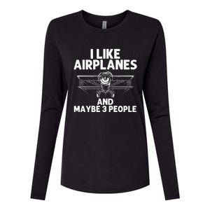 Funny Airplane Novelty Plane Aviation Pilot Gift Womens Cotton Relaxed Long Sleeve T-Shirt