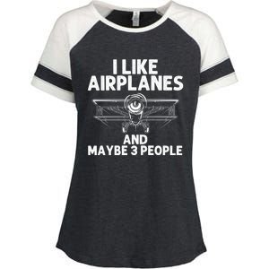 Funny Airplane Novelty Plane Aviation Pilot Gift Enza Ladies Jersey Colorblock Tee