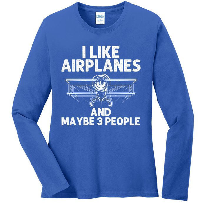 Funny Airplane Novelty Plane Aviation Pilot Gift Ladies Long Sleeve Shirt