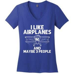 Funny Airplane Novelty Plane Aviation Pilot Gift Women's V-Neck T-Shirt