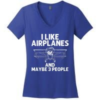 Funny Airplane Novelty Plane Aviation Pilot Gift Women's V-Neck T-Shirt