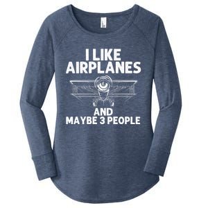 Funny Airplane Novelty Plane Aviation Pilot Gift Women's Perfect Tri Tunic Long Sleeve Shirt