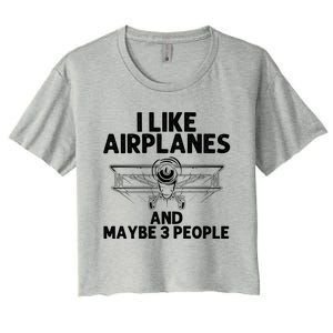 Funny Airplane Novelty Plane Aviation Pilot Gift Women's Crop Top Tee