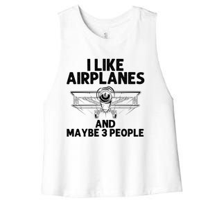 Funny Airplane Novelty Plane Aviation Pilot Gift Women's Racerback Cropped Tank