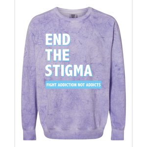 Fight Addiction Not Addicts End The Stigma Awareness Gift Colorblast Crewneck Sweatshirt