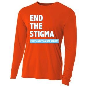 Fight Addiction Not Addicts End The Stigma Awareness Gift Cooling Performance Long Sleeve Crew