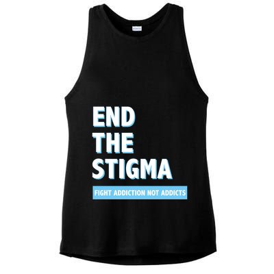 Fight Addiction Not Addicts End The Stigma Awareness Gift Ladies PosiCharge Tri-Blend Wicking Tank