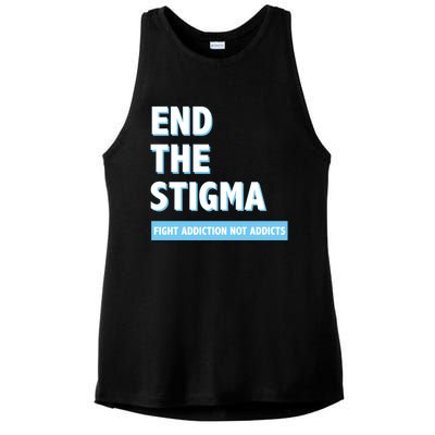 Fight Addiction Not Addicts End The Stigma Awareness Gift Ladies PosiCharge Tri-Blend Wicking Tank