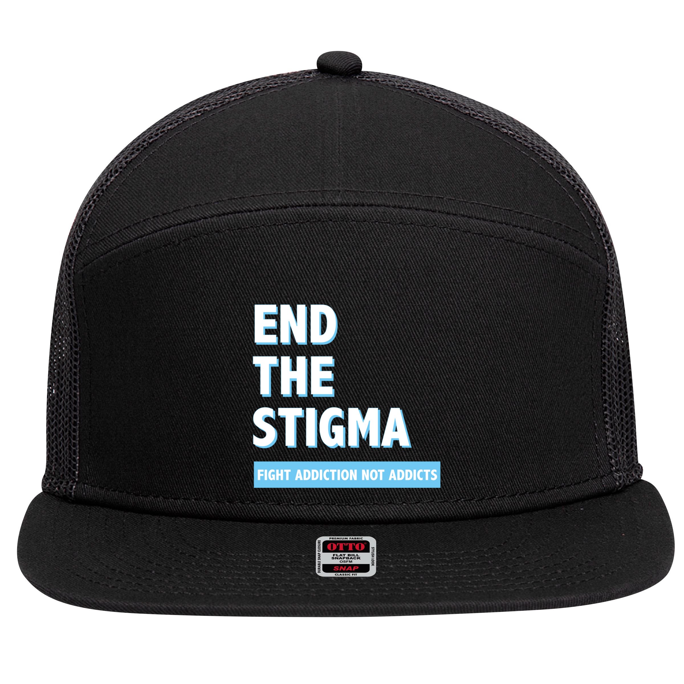 Fight Addiction Not Addicts End The Stigma Awareness Gift 7 Panel Mesh Trucker Snapback Hat