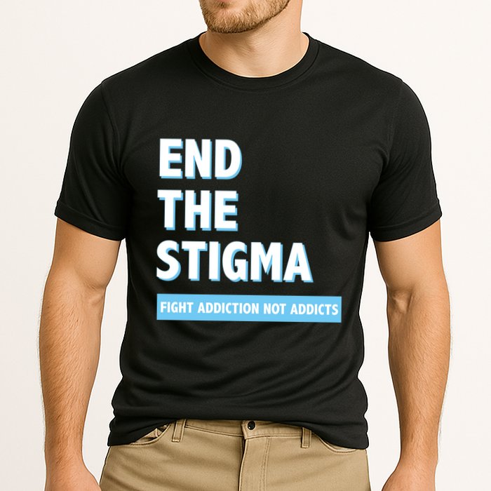 Fight Addiction Not Addicts End The Stigma Awareness Gift Cooling Performance Crew T-Shirt
