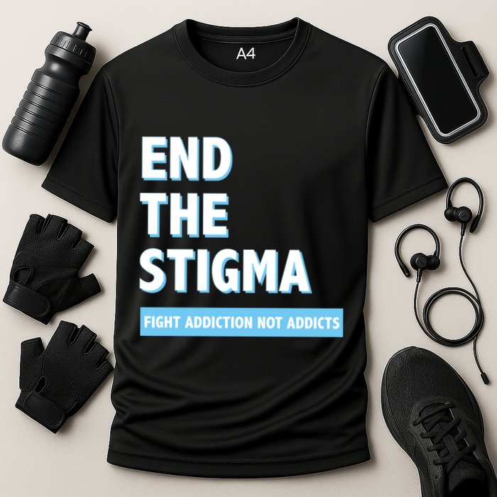Fight Addiction Not Addicts End The Stigma Awareness Gift Cooling Performance Crew T-Shirt