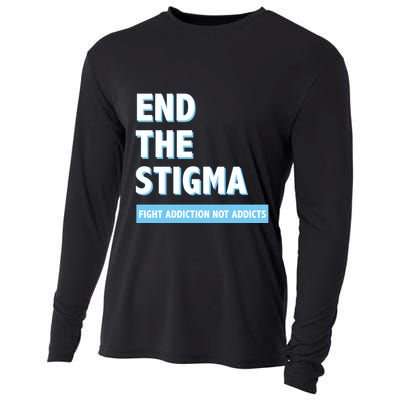 Fight Addiction Not Addicts End The Stigma Awareness Gift Cooling Performance Long Sleeve Crew