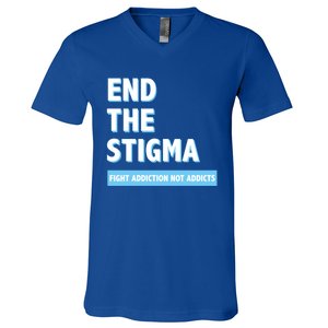 Fight Addiction Not Addicts End The Stigma Awareness Gift V-Neck T-Shirt