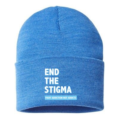 Fight Addiction Not Addicts End The Stigma Awareness Gift Sustainable Knit Beanie