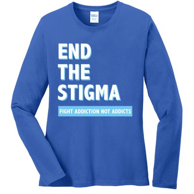 Fight Addiction Not Addicts End The Stigma Awareness Gift Ladies Long Sleeve Shirt