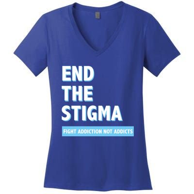 Fight Addiction Not Addicts End The Stigma Awareness Gift Women's V-Neck T-Shirt