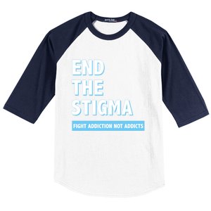 Fight Addiction Not Addicts End The Stigma Awareness Gift Baseball Sleeve Shirt