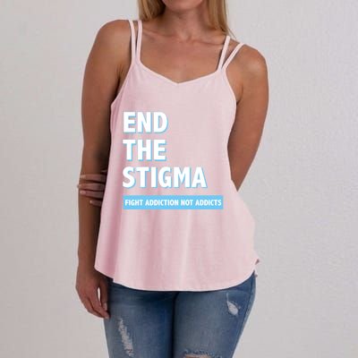 Fight Addiction Not Addicts End The Stigma Awareness Gift Women's Strappy Tank