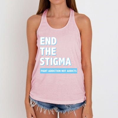 Fight Addiction Not Addicts End The Stigma Awareness Gift Women's Knotted Racerback Tank