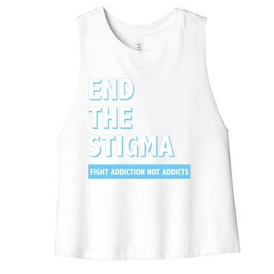 Fight Addiction Not Addicts End The Stigma Awareness Gift Women's Racerback Cropped Tank