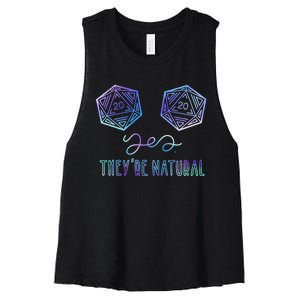 Fantasy Art Nerdy Gaming Yes They're Natural Women's Racerback Cropped Tank