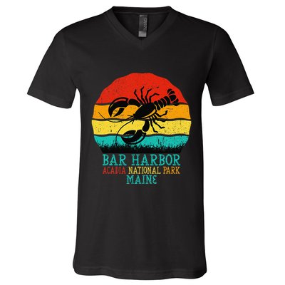 Funny Acadia National Park Bar Harbor Maine Vintage Lobster V-Neck T-Shirt