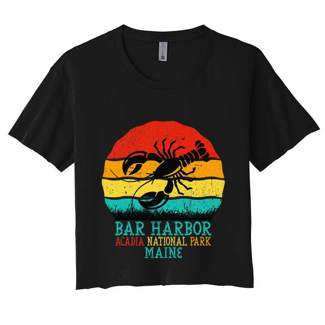 Funny Acadia National Park Bar Harbor Maine Vintage Lobster Crop Top