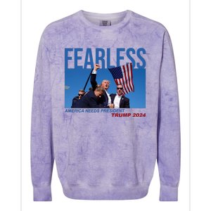 Fearless America Needs President Trump 2024 Colorblast Crewneck Sweatshirt